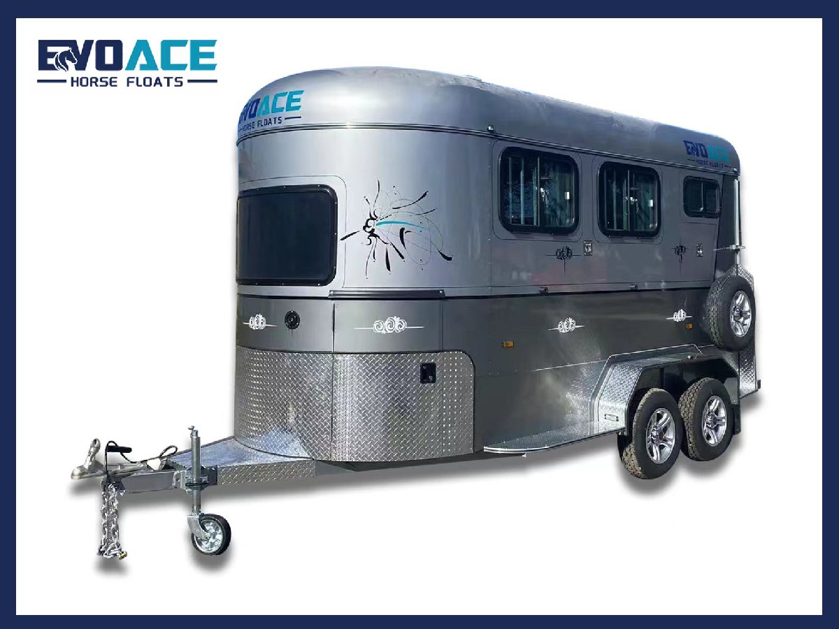 2 horse angle load camper float with bigger horse bays